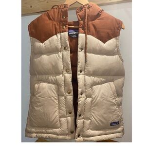 PATAGONIA-Bivy Down Hooded Vest (orange/beige) size medium